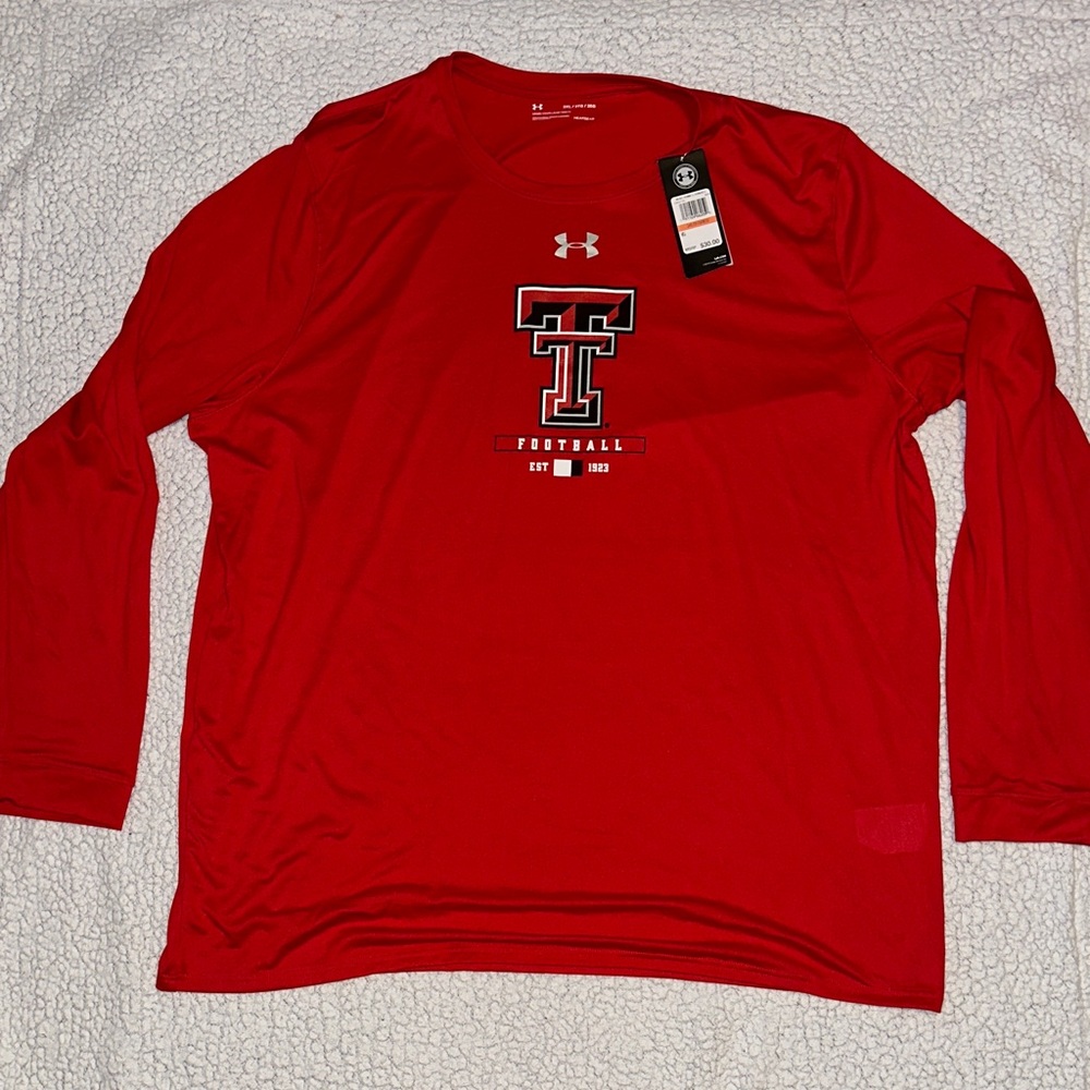 Under Armour Texas Tech Football Red Long Sleeve Dri-Fit Shirt